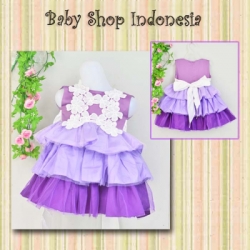 dress anak dress bayi baju pesta anak baju pesta bayi gaun anak gaun bayi layer ungu  large